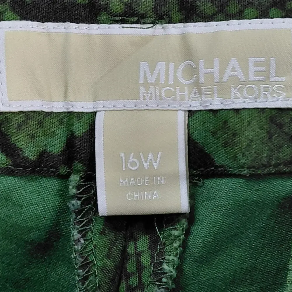 Michael Kors Green Black Snakeskin Print Tapered Pants Women Plus Size 16W